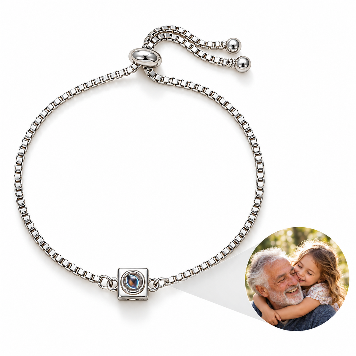 Personalized Square Lens Box Chain Photo Bracelet