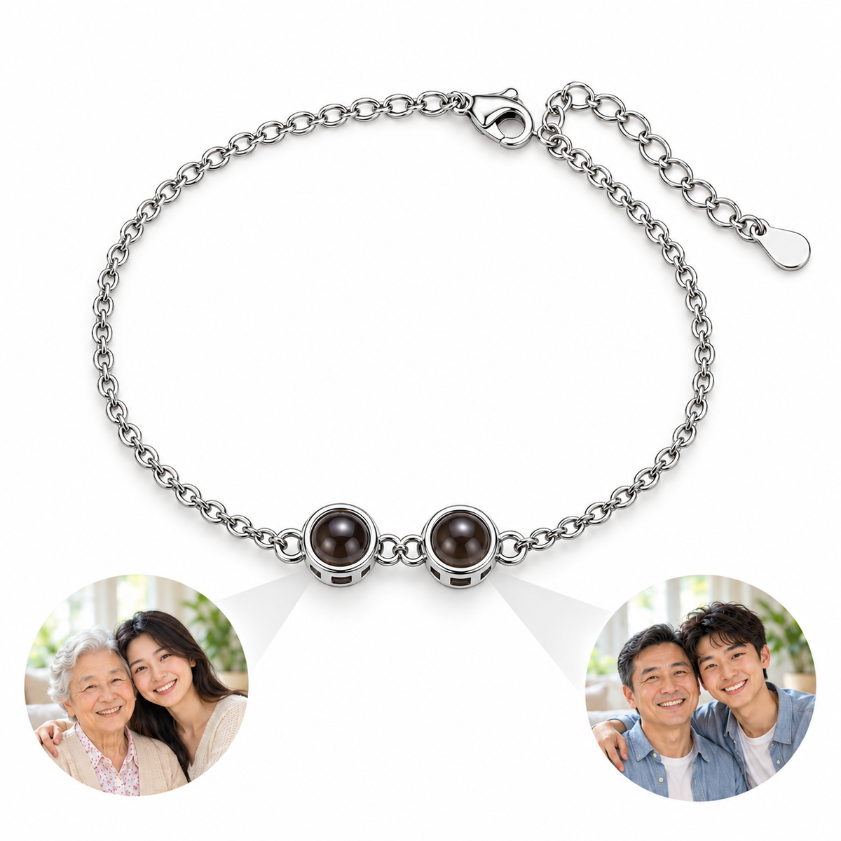 Personalized Two-Photo Fine Chain Photo Bracelet