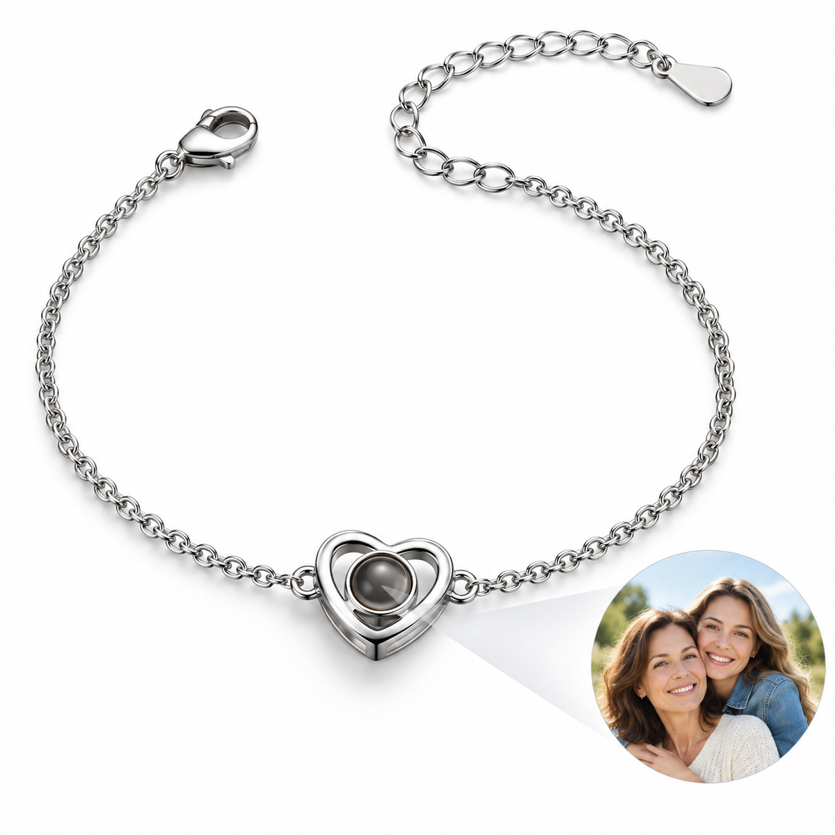 Personalized Open Heart Photo Bracelet