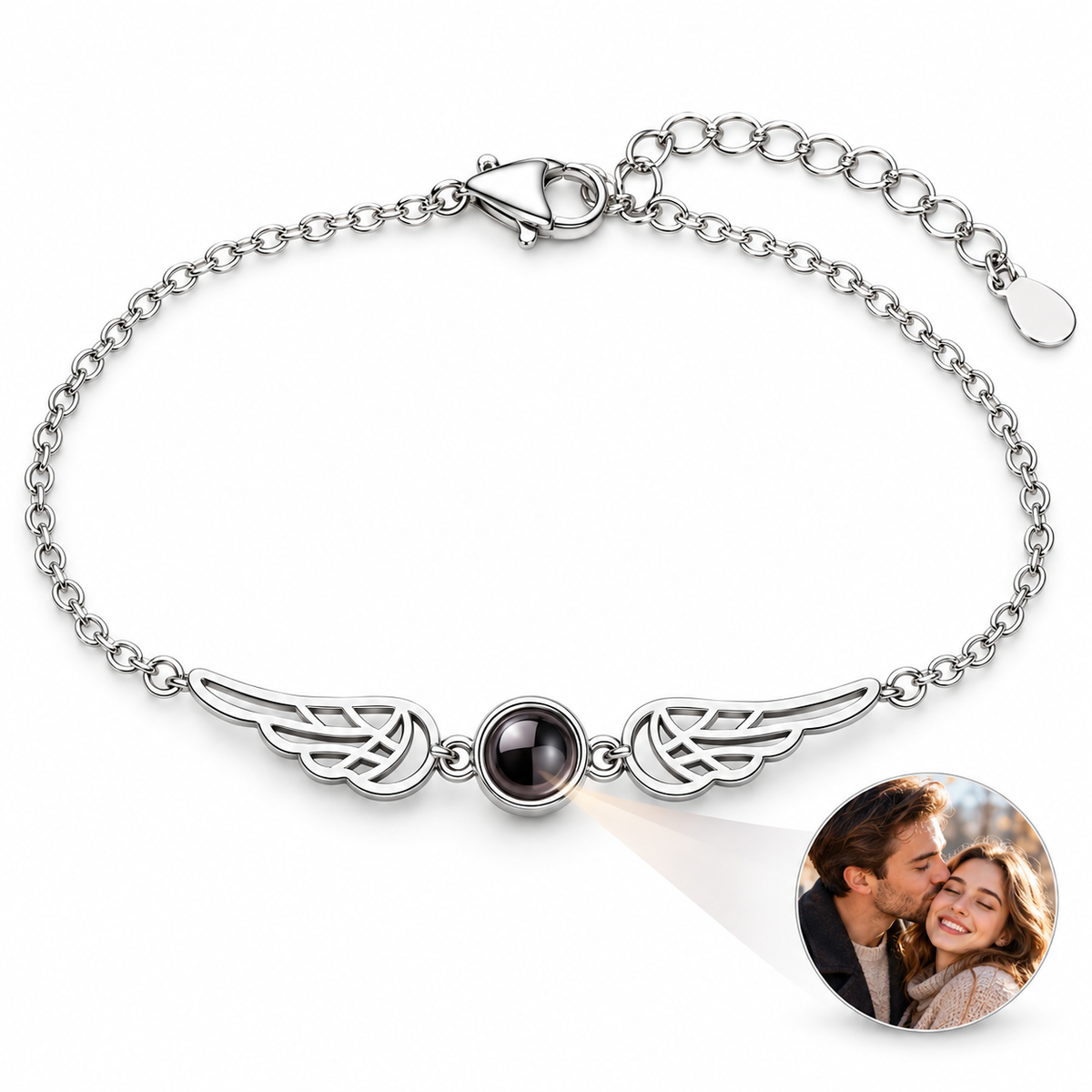 Personalized Openwork Wings Photo Bracelet