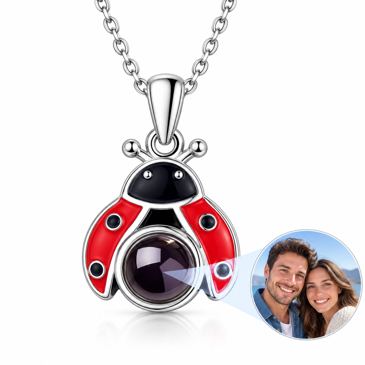 Personalized Ladybug Photo Necklace