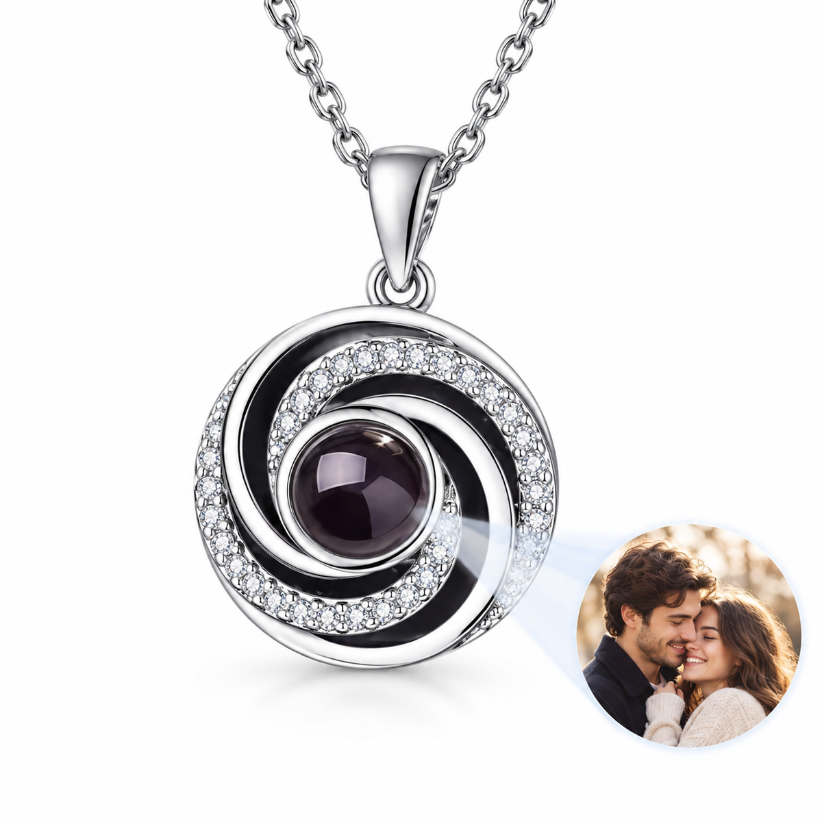 Personalized Spiral Photo Necklace