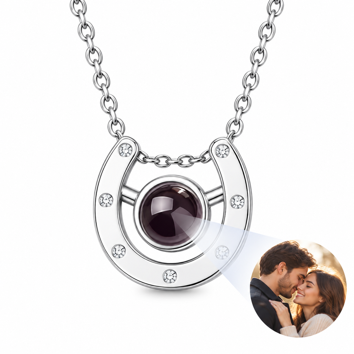 Personalized Horseshoe Photo Necklace