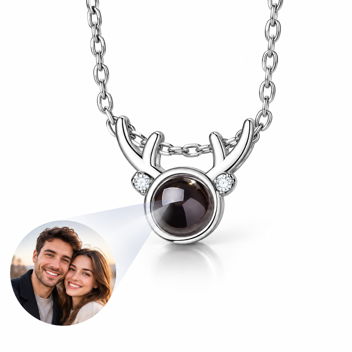 Personalized Antler Photo Necklace