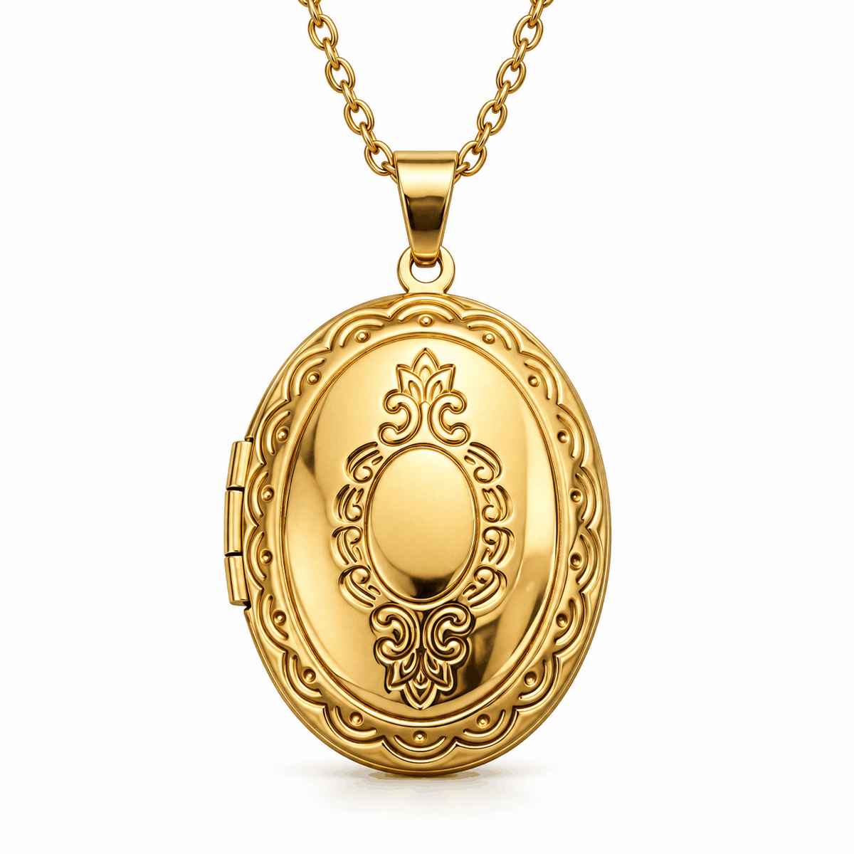 Personalized Vintage Ornate Oval Photo Locket Necklace