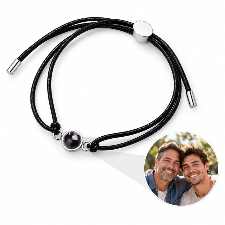 Personalized Round Lens Double Cord Photo Bracelet