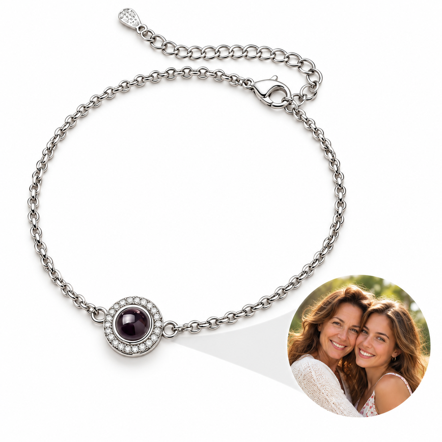 Personalized Halo Fine Chain Photo Bracelet