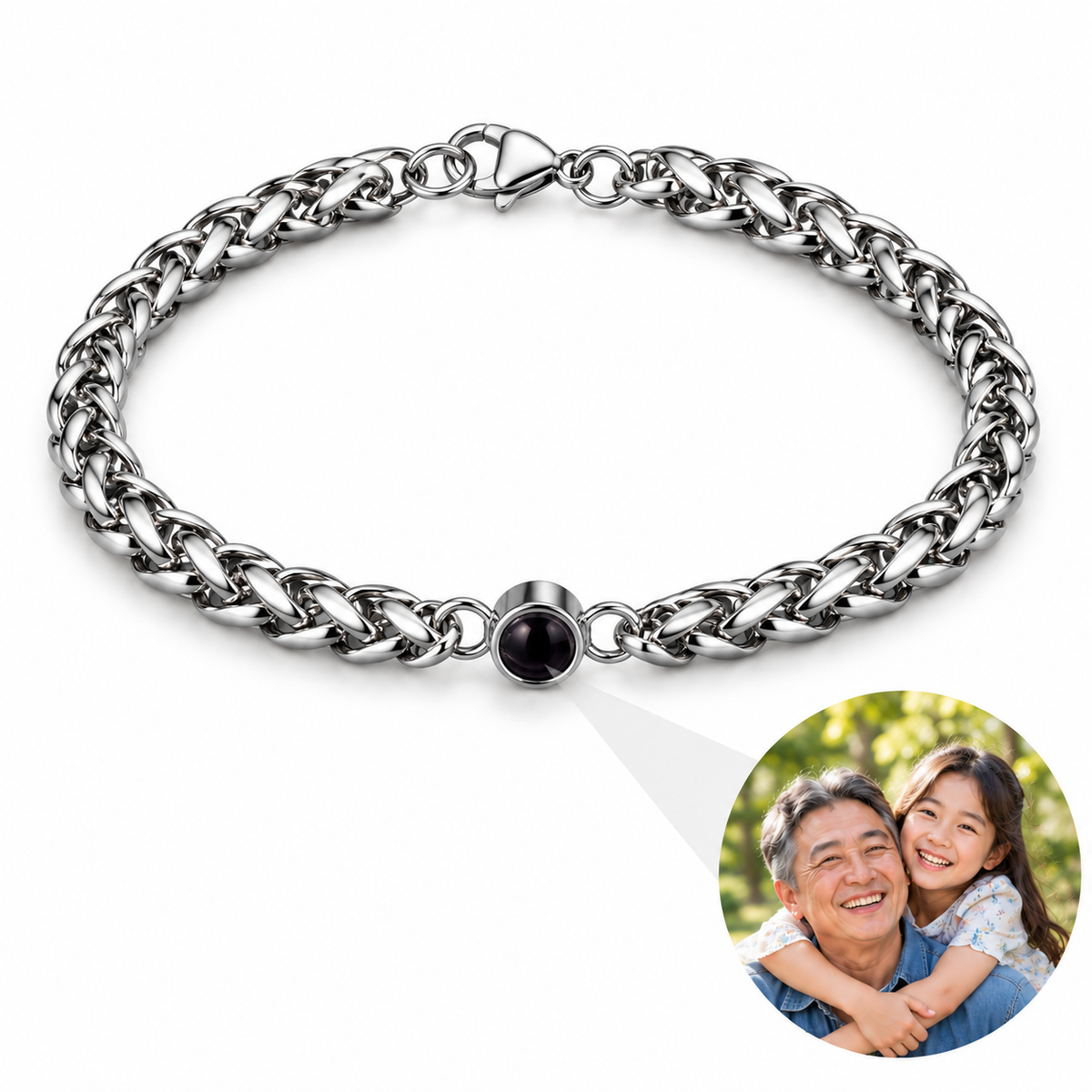 Personalized Woven-Link Chain Photo Bracelet