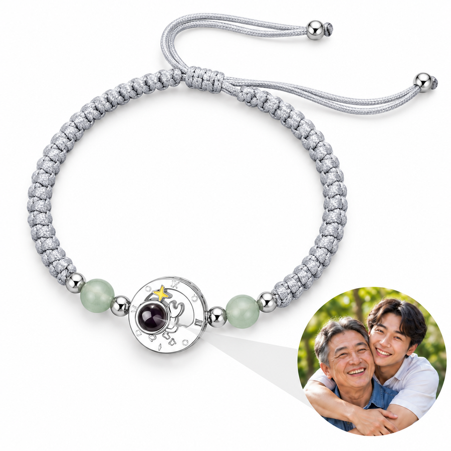 Personalized Star and Astronaut Disc Photo Bracelet
