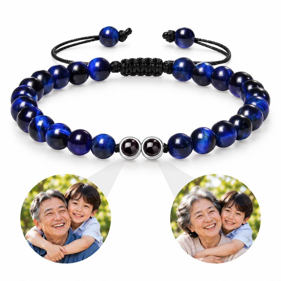 Personalized Double-Photo Beaded Cord Bracelet