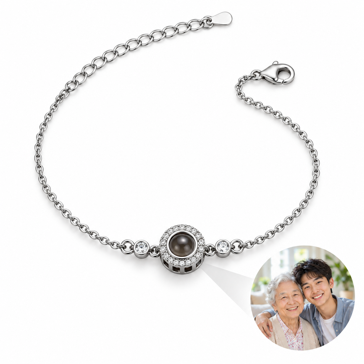 Personalized Sparkling Halo Photo Bracelet