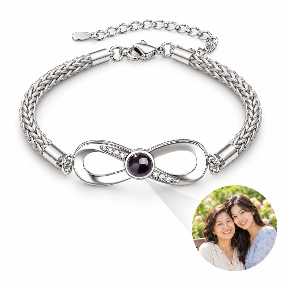 Personalized Infinity Woven Chain Photo Bracelet