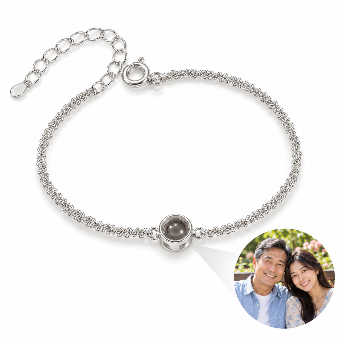 Personalized Textured Chain Photo Bracelet