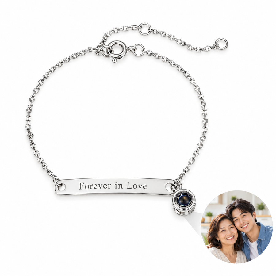 Personalized Engraved Bar Photo Bracelet