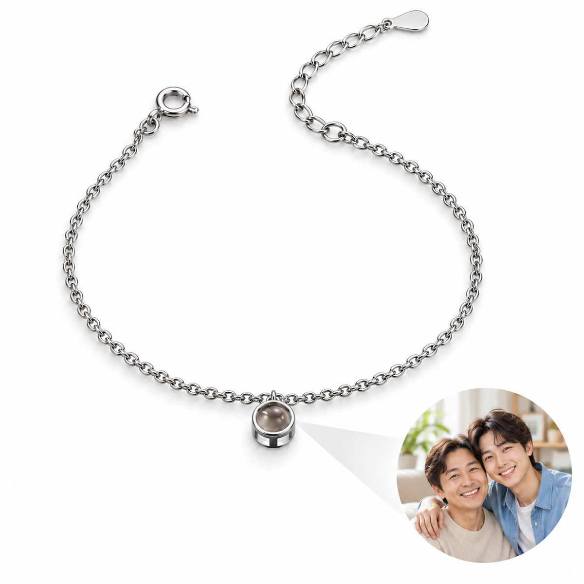 Personalized Round Charm Photo Bracelet