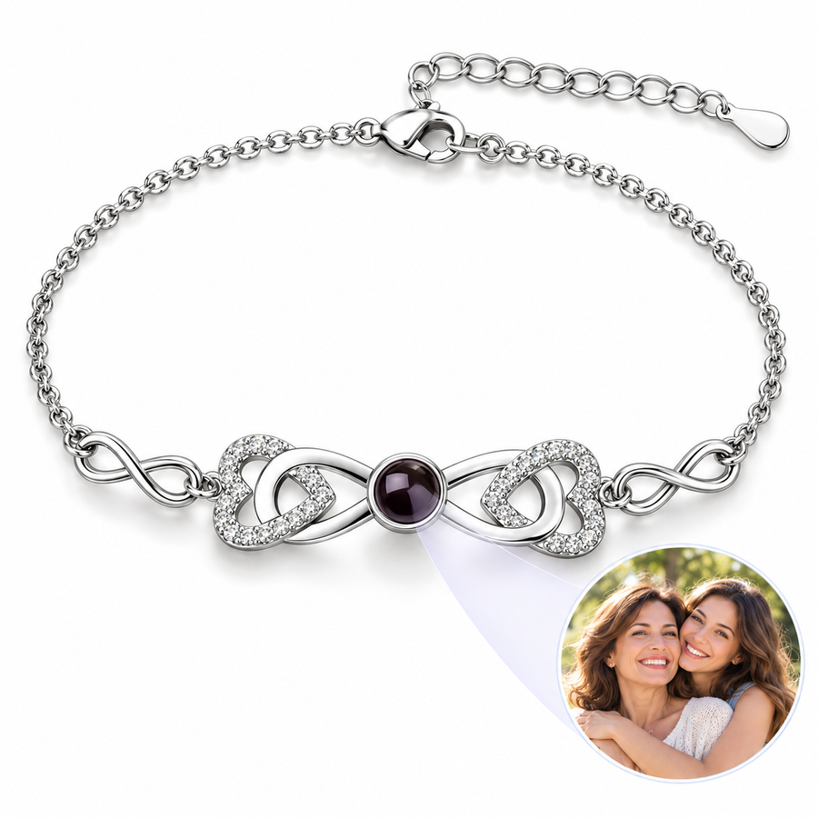 Personalized Double Heart Infinity Photo Bracelet