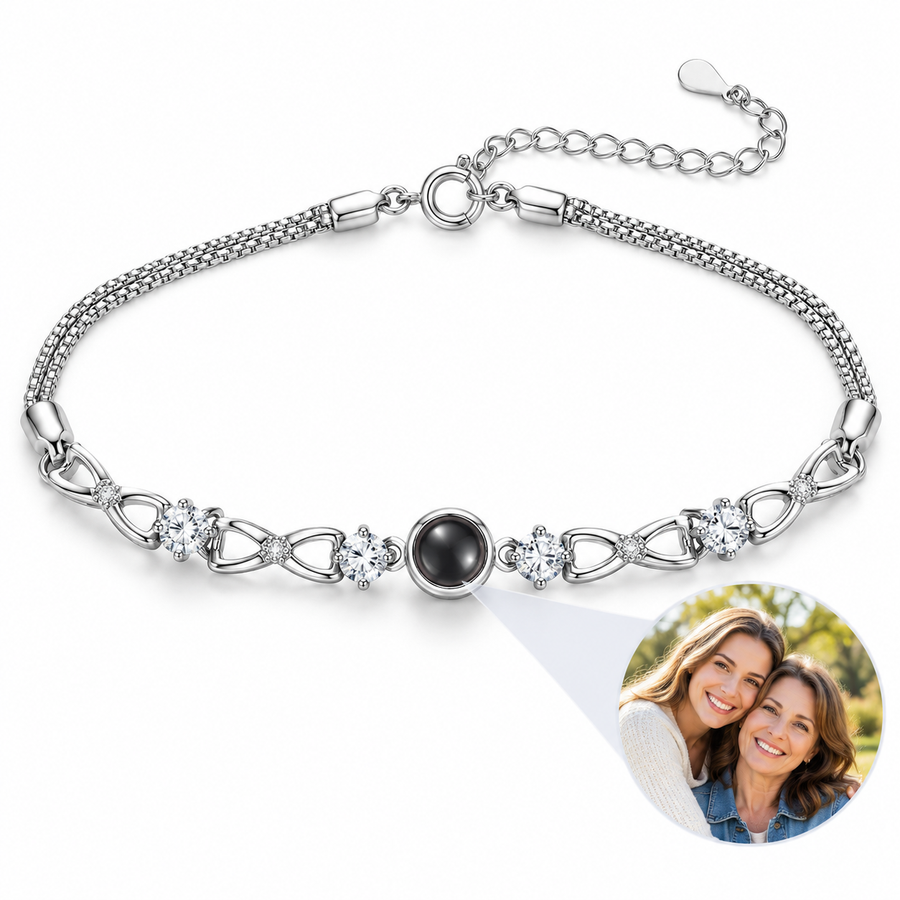Personalized Infinity Sparkle Photo Bracelet