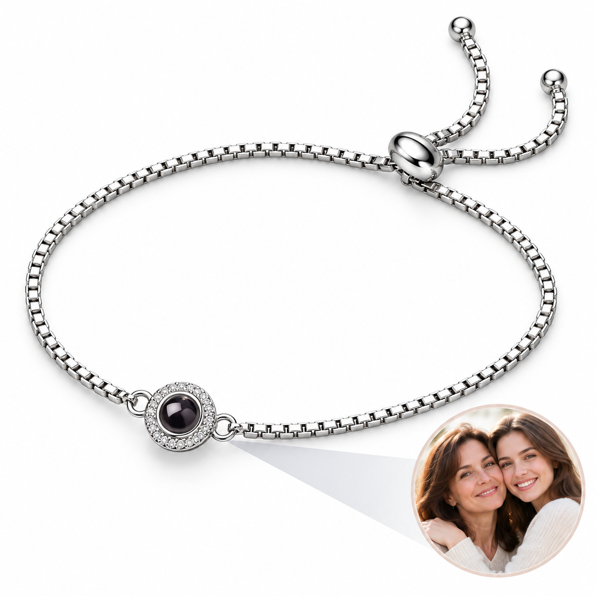 Personalized Halo Box Chain Photo Bracelet
