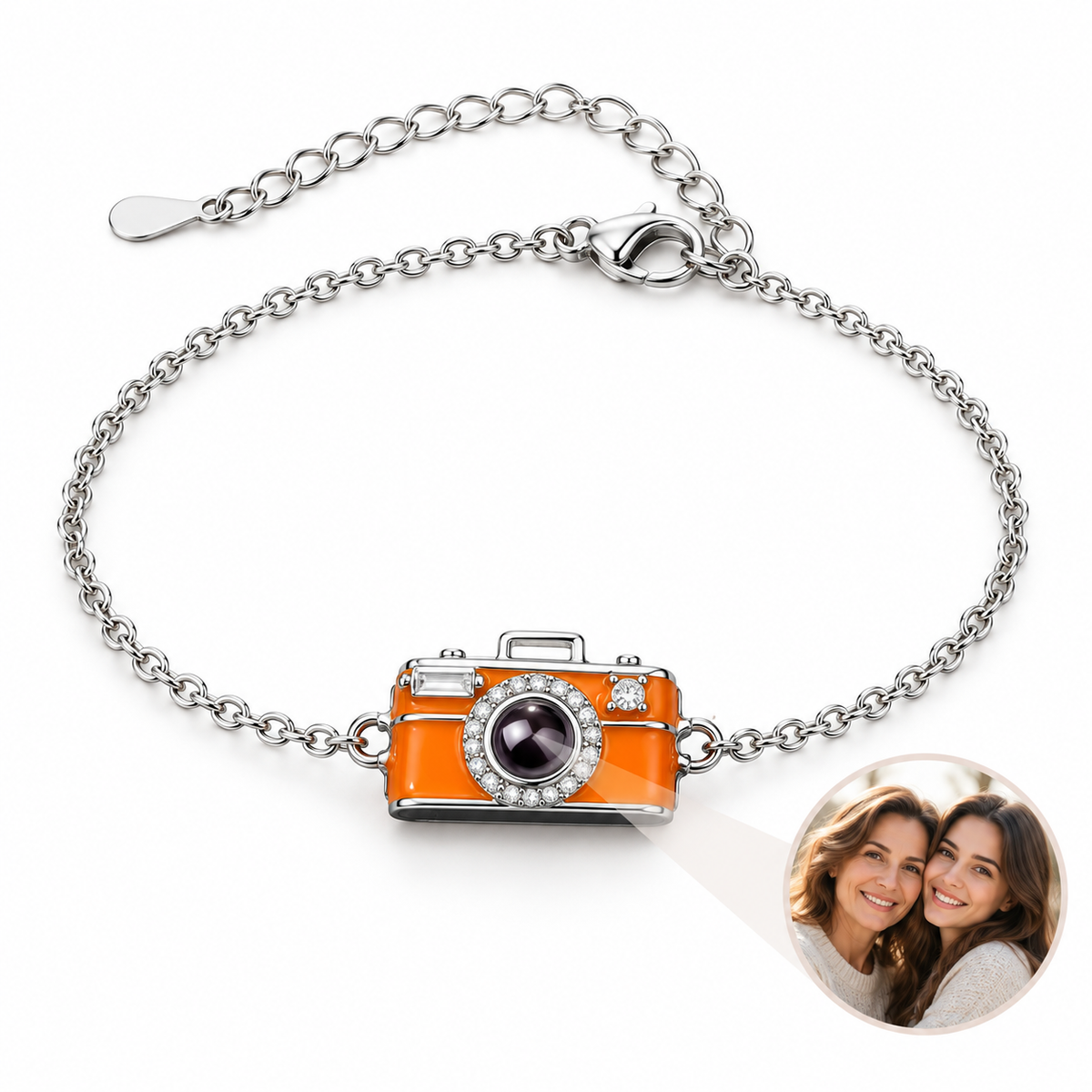 Personalized Orange Camera Photo Bracelet
