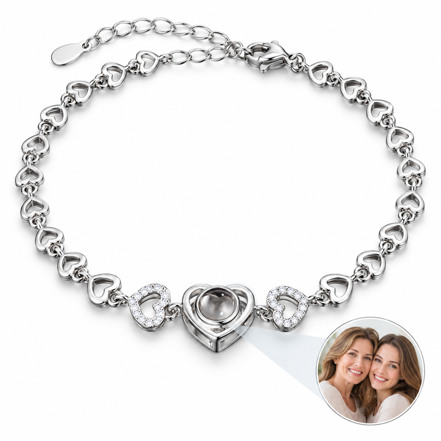 077 heart link photo bracelet main-white