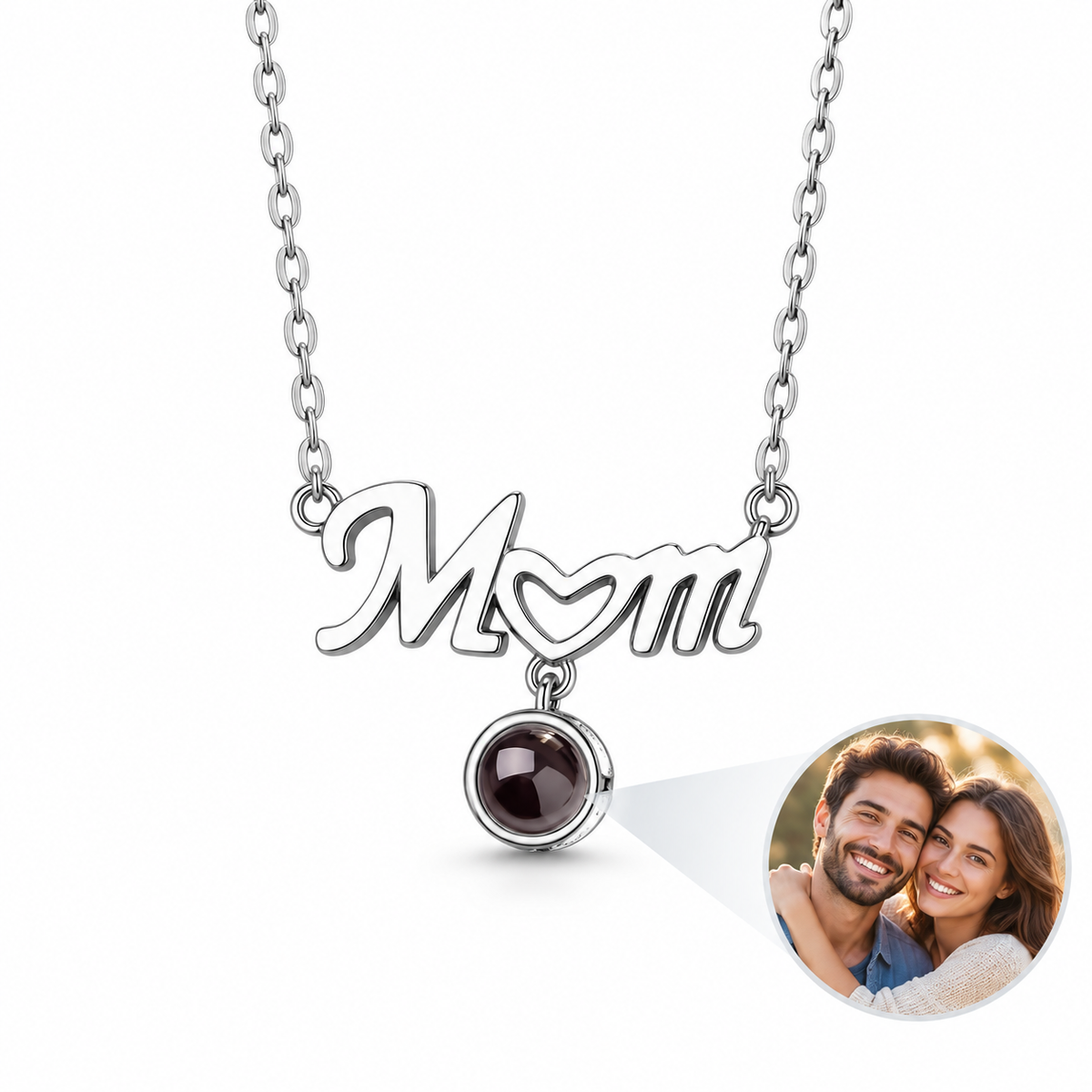 Personalized Mom Heart Photo Necklace