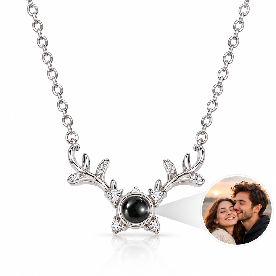 170 silver necklace on white with custom photo projection